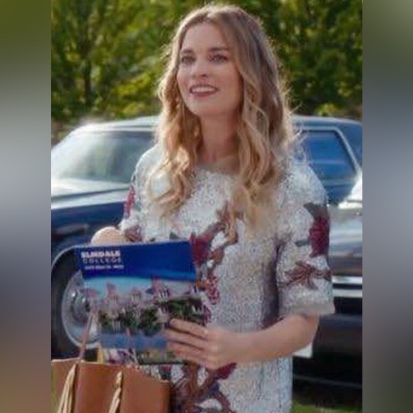 🩶Zara Silver Sequin L Floral Embroidered dress ASO Alexis Rose Schitts Creek - Picture 5 of 16